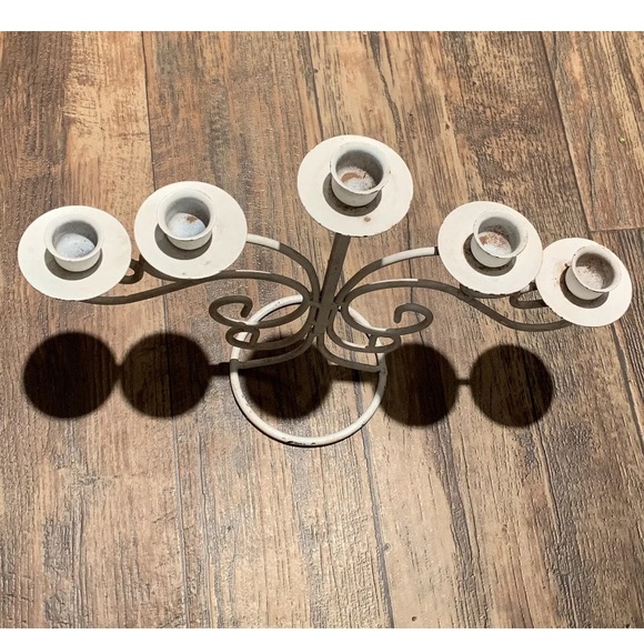 Vtg Metal 5 Candle Holder Metal Boho Hippie Chic - Picture 2 of 3